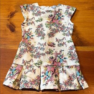 TIFFANY ALISON 3T Floral & Fauna Bird Printed Waxed Drop Waist Dress